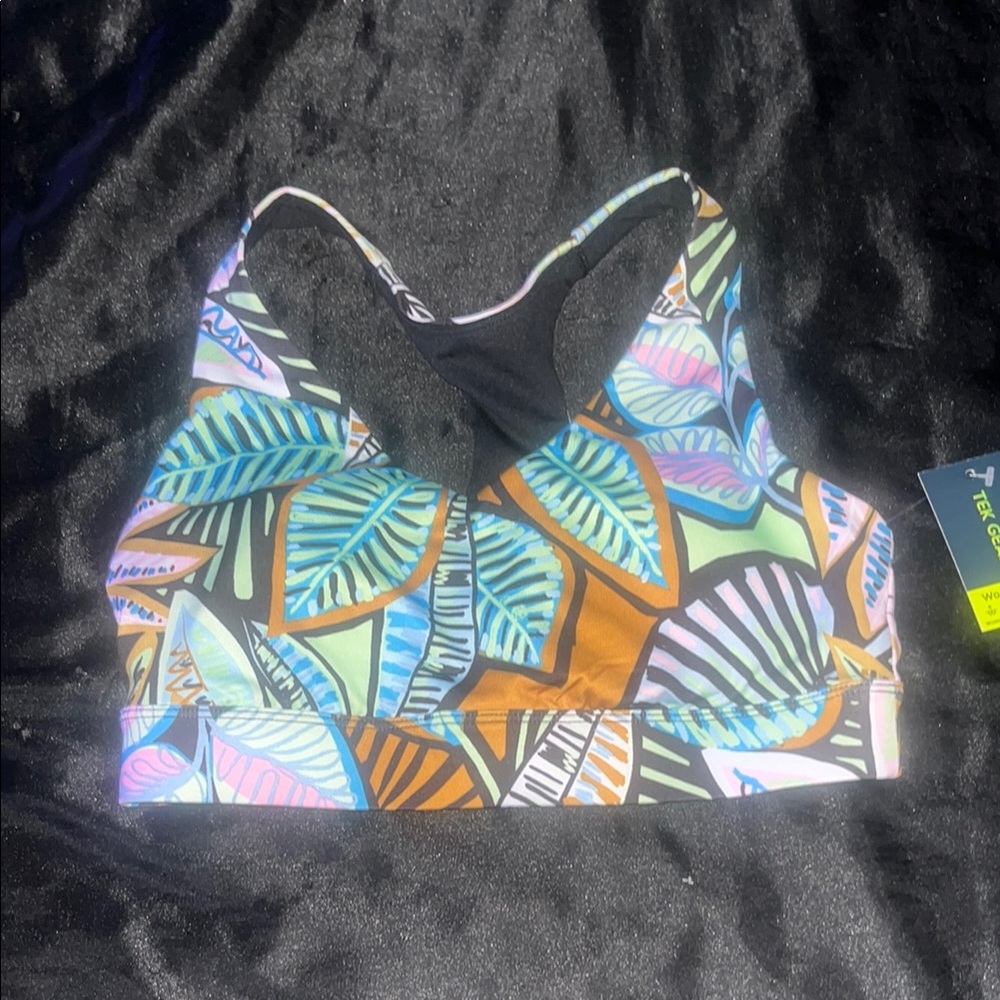 Colorful Leaf Pattern Sports Bra